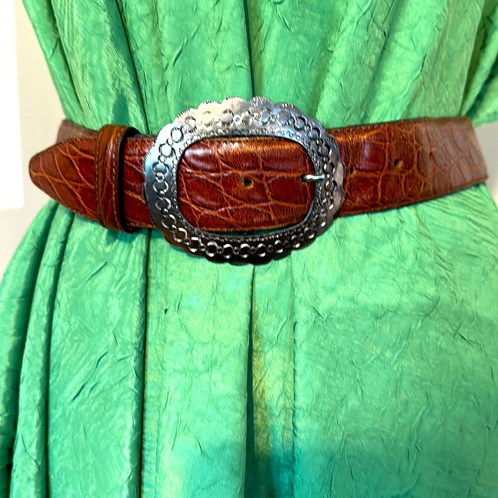 Saks 5th Avenue Genuine leather fancy western belt M